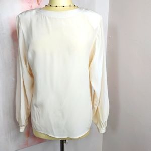 SILK Vintage 1990s Speigel Ivory Silk Crepe Blouse Size 6